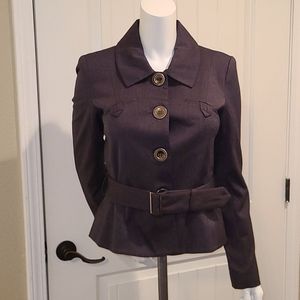 NWOT FYLO Brown Herringbone Belted Blazer Sz 6